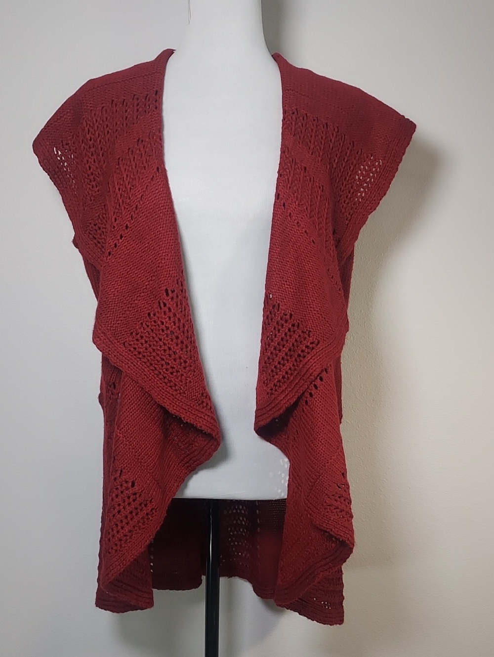 Indigo Open-Fron Knit Cardigan Vest Size Large